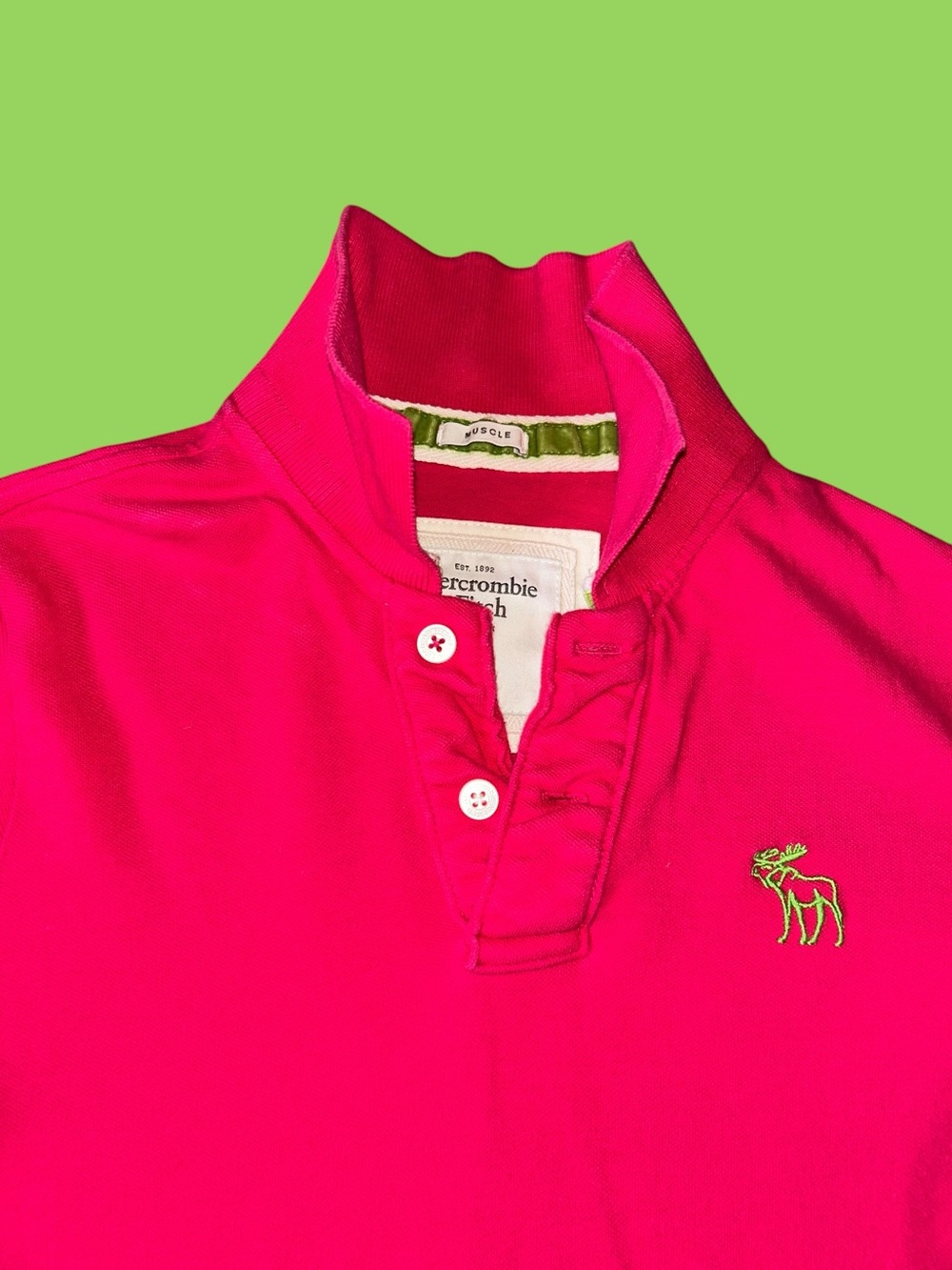 Y2K Abercrombie & Fitch Muscle Fit Fuchsia Pink Polo Shirt Men’s Size Medium
